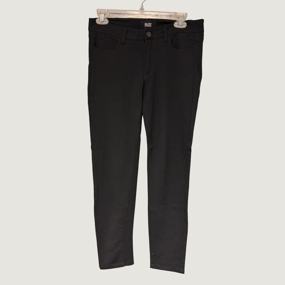 Paige Womens Black Skinny Stretch Ponte Pants Size 28 Five Pocket Trousers Chic